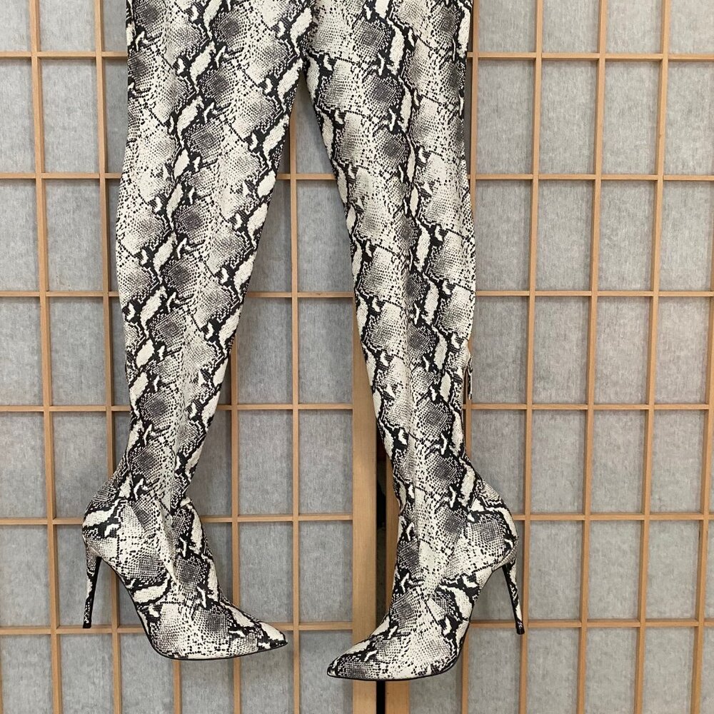 Steve Madden Black and White Over the Knee Boots